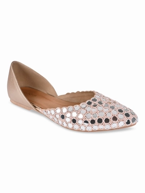 Rocia By Regal Rose Gold Women Abla Work Mojaris Rose Pink Flat Shoes