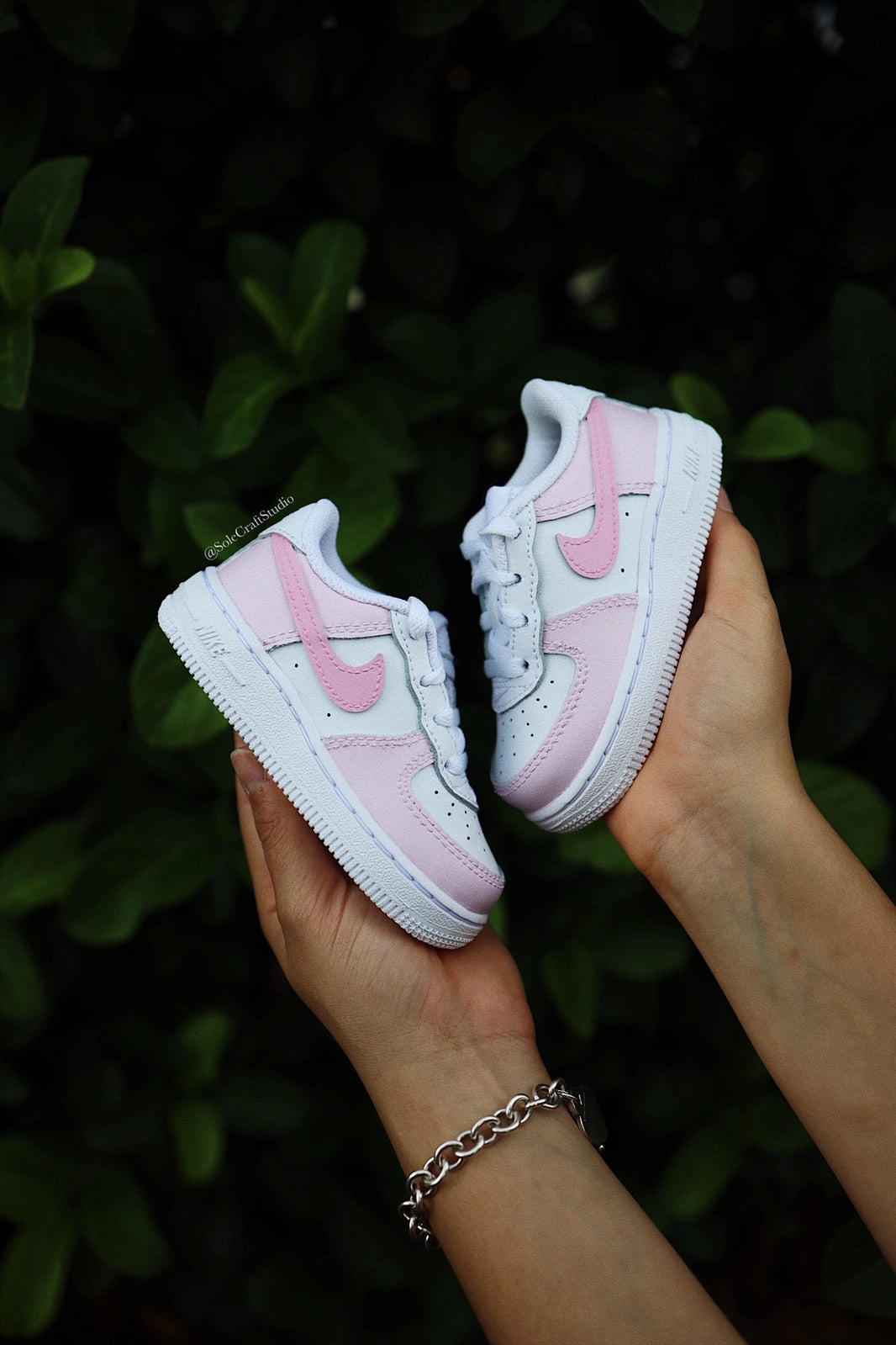 Sneakers That Goes With Everything Air Force 1 Low Custom Kids Shoes Bubblegum Pink Hand Painted AF1 Sneakers