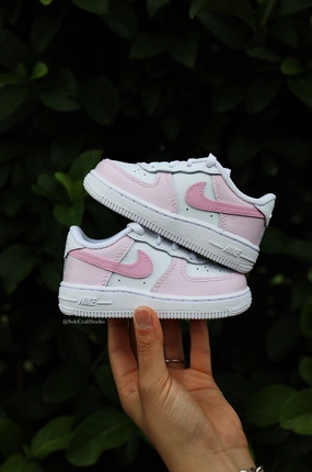 Air Force 1 Low Custom Kids Shoes Bubblegum Pink Hand Painted AF1 Sneakers 15. NULL