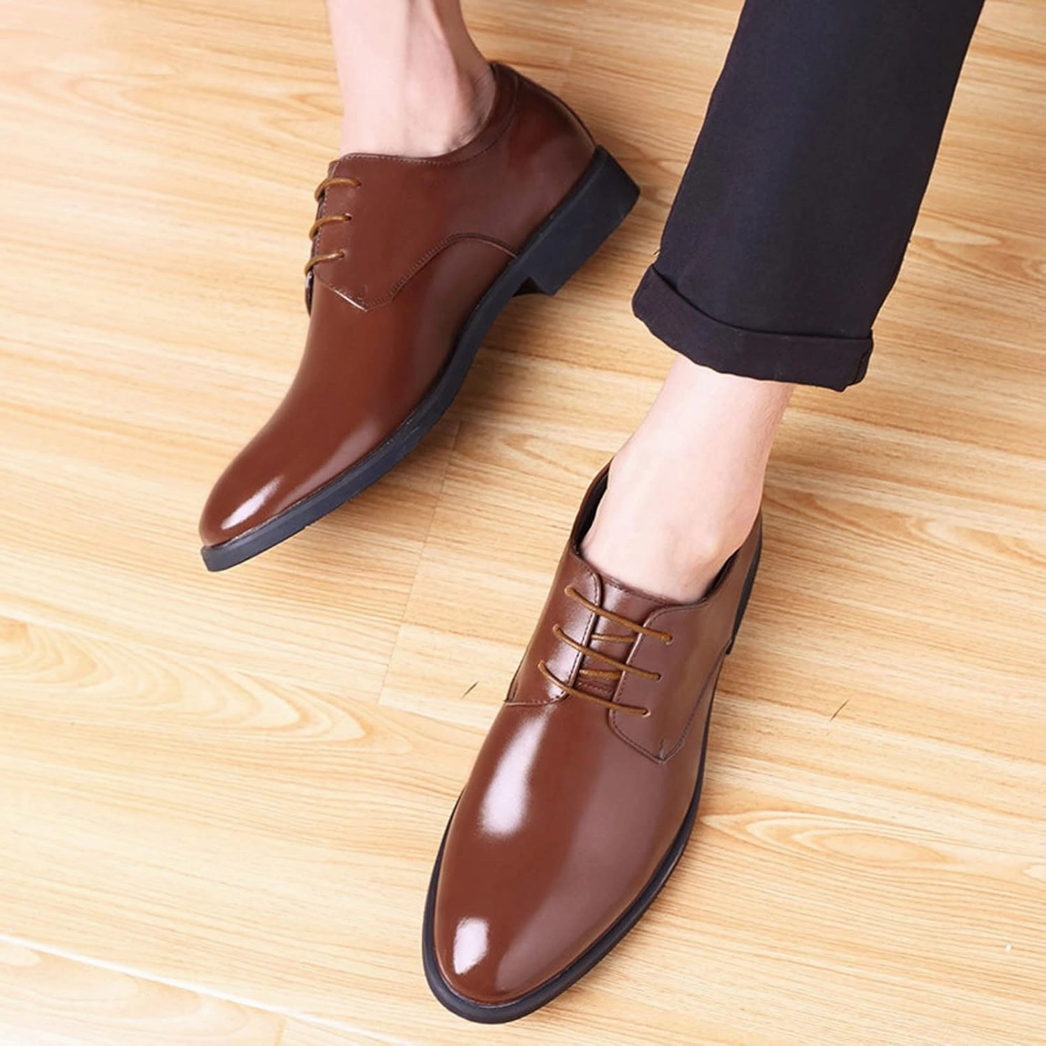 Tan Formal Leather Shoes for Men Color Solid Business Fashion Summer Style Shoes Leather Men's Leisure Breathable Men's Leather Shoes Men's Dress Oxfords Breathable Mesh Shoes Fontanka Waffle Casual Shoes