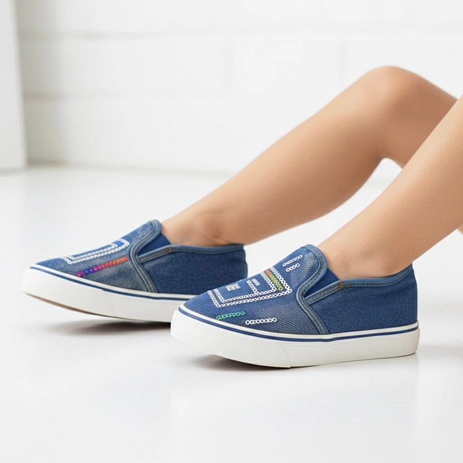 Black Leather Flat Shoes B622 kids canvas