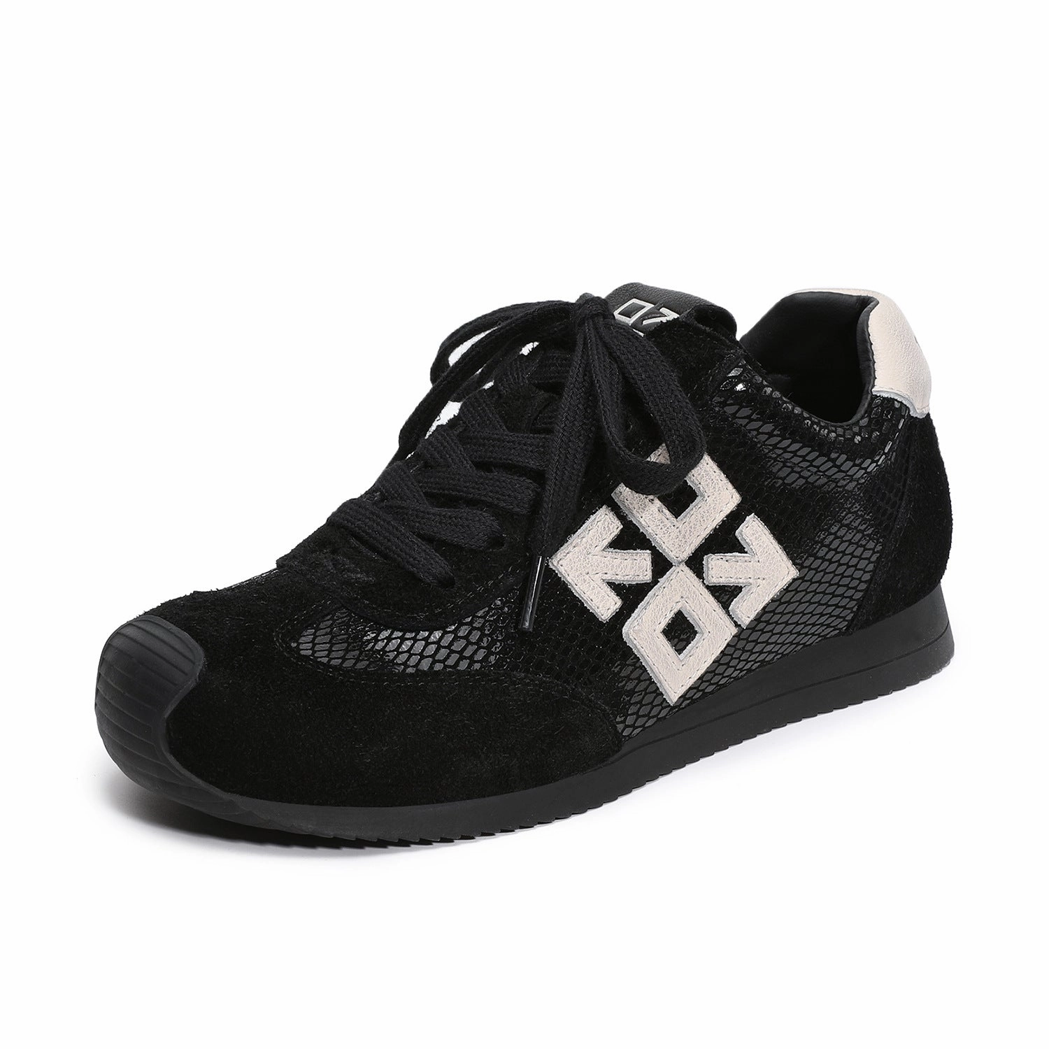 Stiletto Flats Shoes Women's Retro Patchwork Leather Flat Casual Sneakers