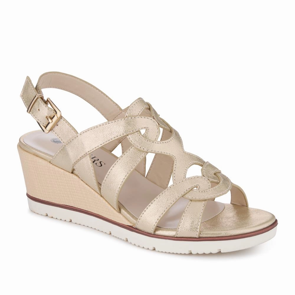 Suede Wedge Espadrilles Strappy Wedge-Heeled Espadrilles - WBINS41042 / 327 223 - Gold