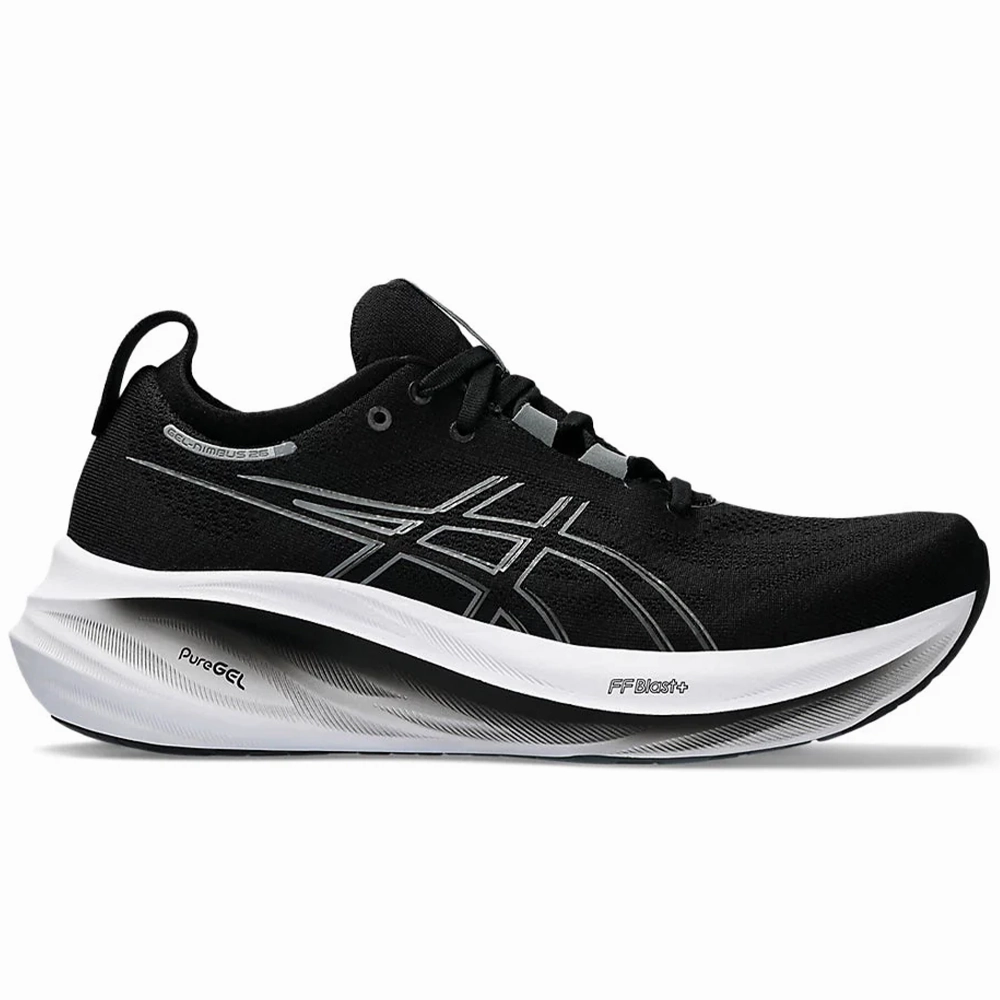 Men's Asics Gel-Nimbus 26, Black/Graphite Grey, 7 D Medium Asics Road To Trail Shoe