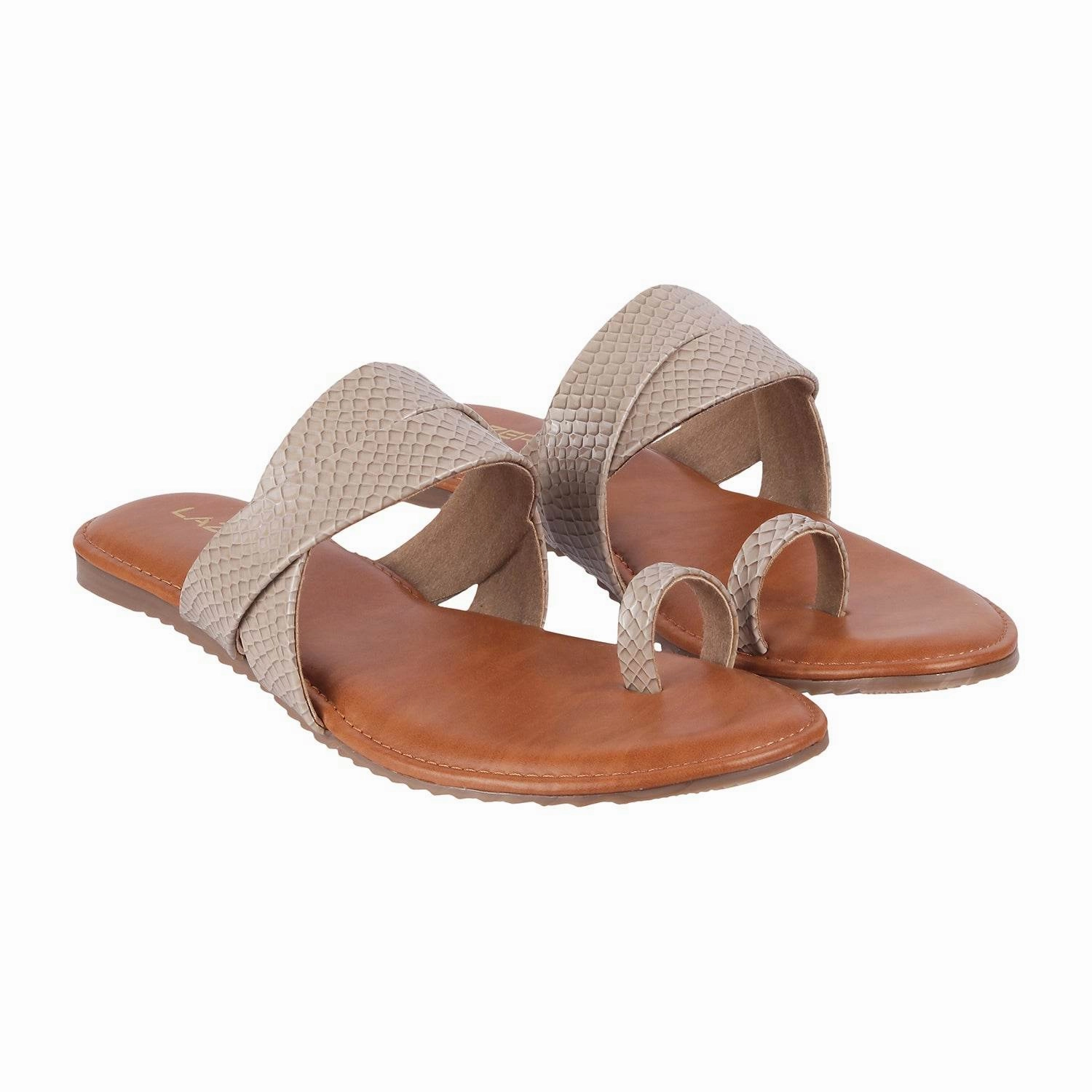 Fox Flat Pedal Shoes Aria - Textured Toe-Ring Flats (1195)