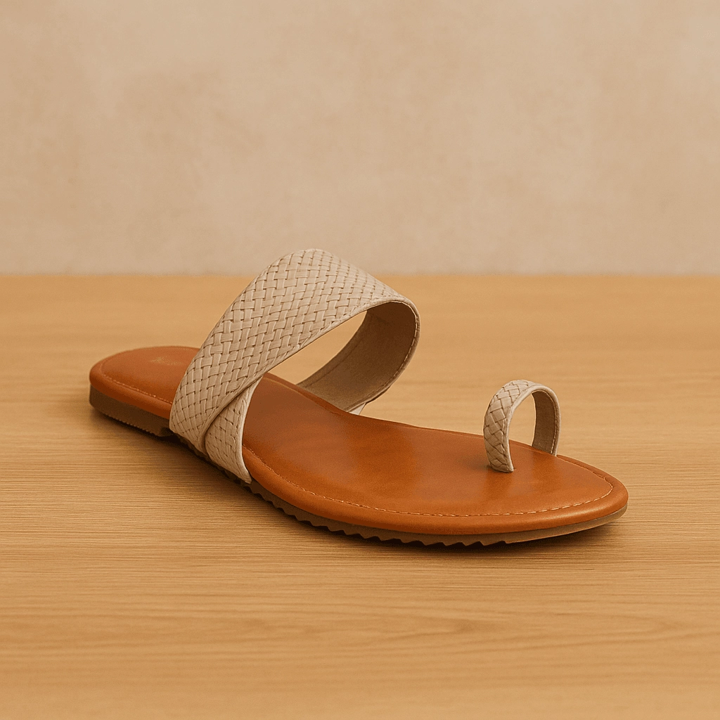 Best Support Shoes For Flat Feet Aria - Textured Toe-Ring Flats (1195)