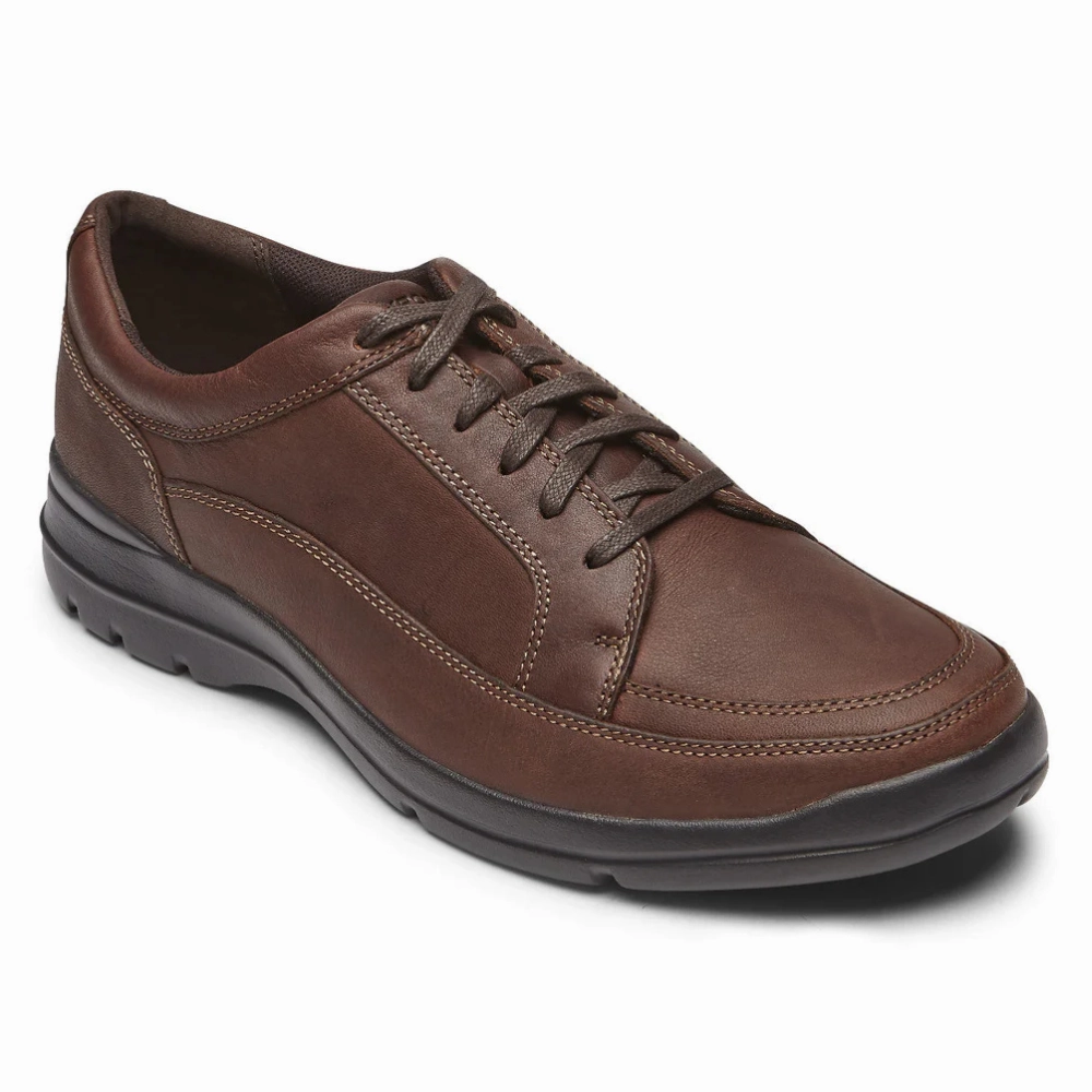 Rockport Junction Point Chocolate Leather Lace-Up Shoe (Men's) Hermes Casual Shoes