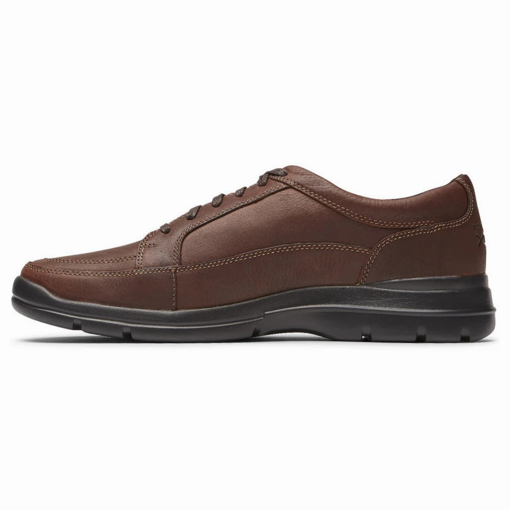 Business Casual Shoes Good For Walking Rockport Junction Point Chocolate Leather Lace-Up Shoe (Men's)