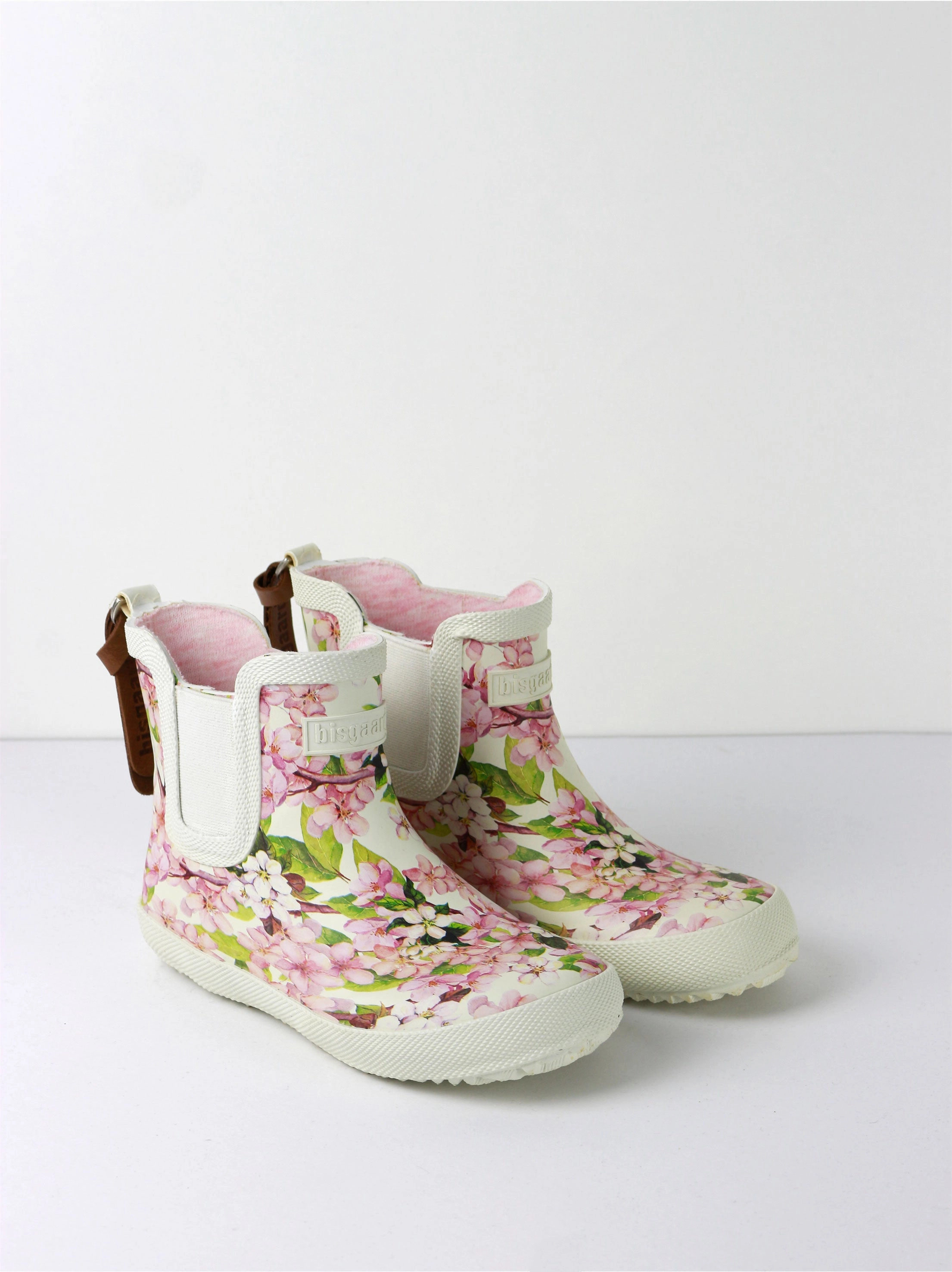 Kids Girl Floral Print Faux Leather Ankle Boots,White/Pink Approach Boots