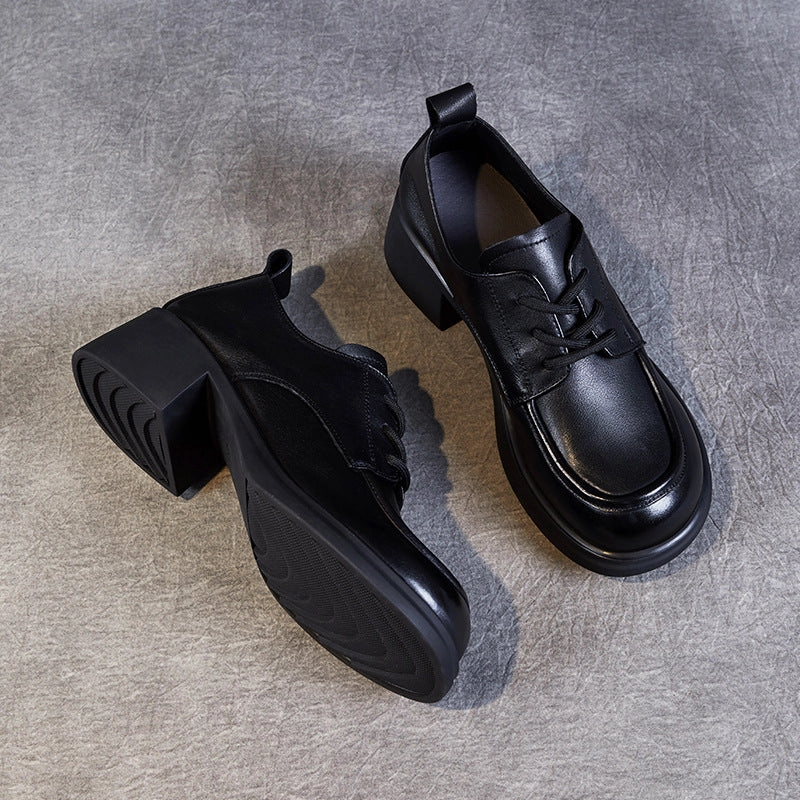 Women Classic Chunky Heel Work Leather Shoes Casual Lightweight Summer Shoes