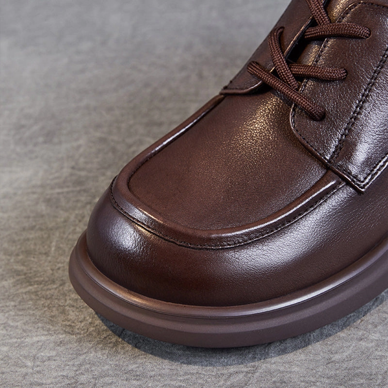 Women Classic Chunky Heel Work Leather Shoes Most Comfy Casual Shoes