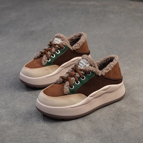 Casual Fila Shoes Women Color Matching Furred Winter Casual Shoes