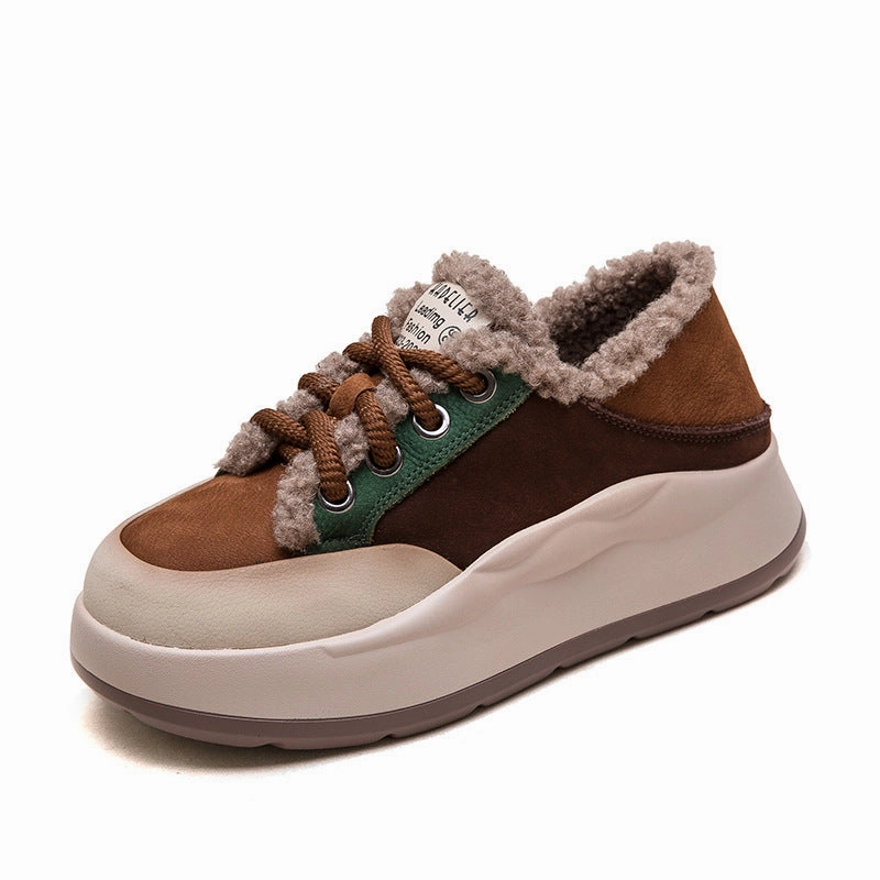 Casual Shoes For Walking All Day Women Color Matching Furred Winter Casual Shoes