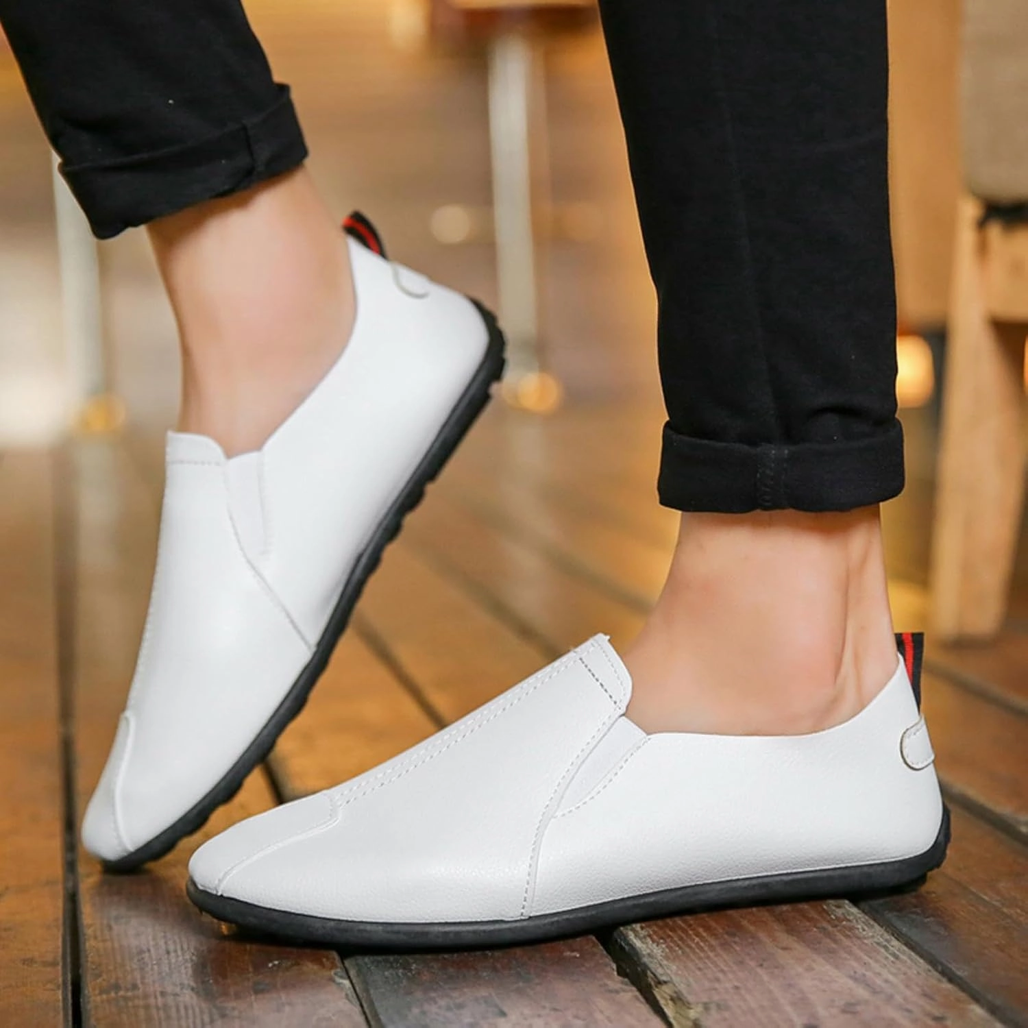 Leather Casual Lace Up Shoes Leisure Men's Four Seasons Non Slip Flat Round Toe Breathable Slip On Lazy Leisure Casual Dress Shoes for Men Size 8 Mesh