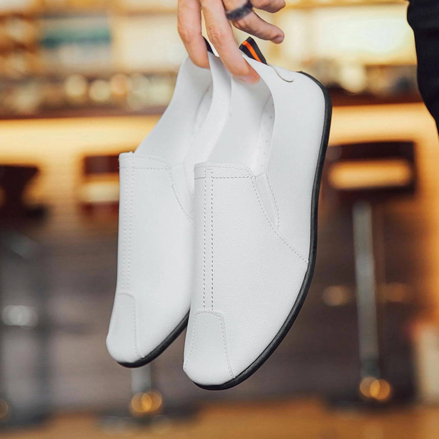 Casual Mom Shoes Leisure Men's Four Seasons Non Slip Flat Round Toe Breathable Slip On Lazy Leisure Casual Dress Shoes for Men Size 8 Mesh