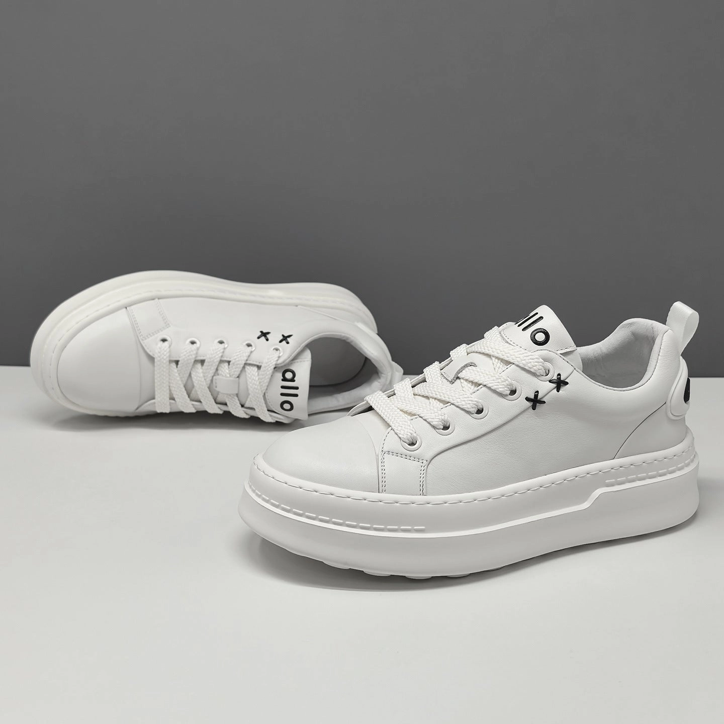 Men's Stylish Plain Leather Thick Sold Casual Sneakers Latest Basketball Shoes Release