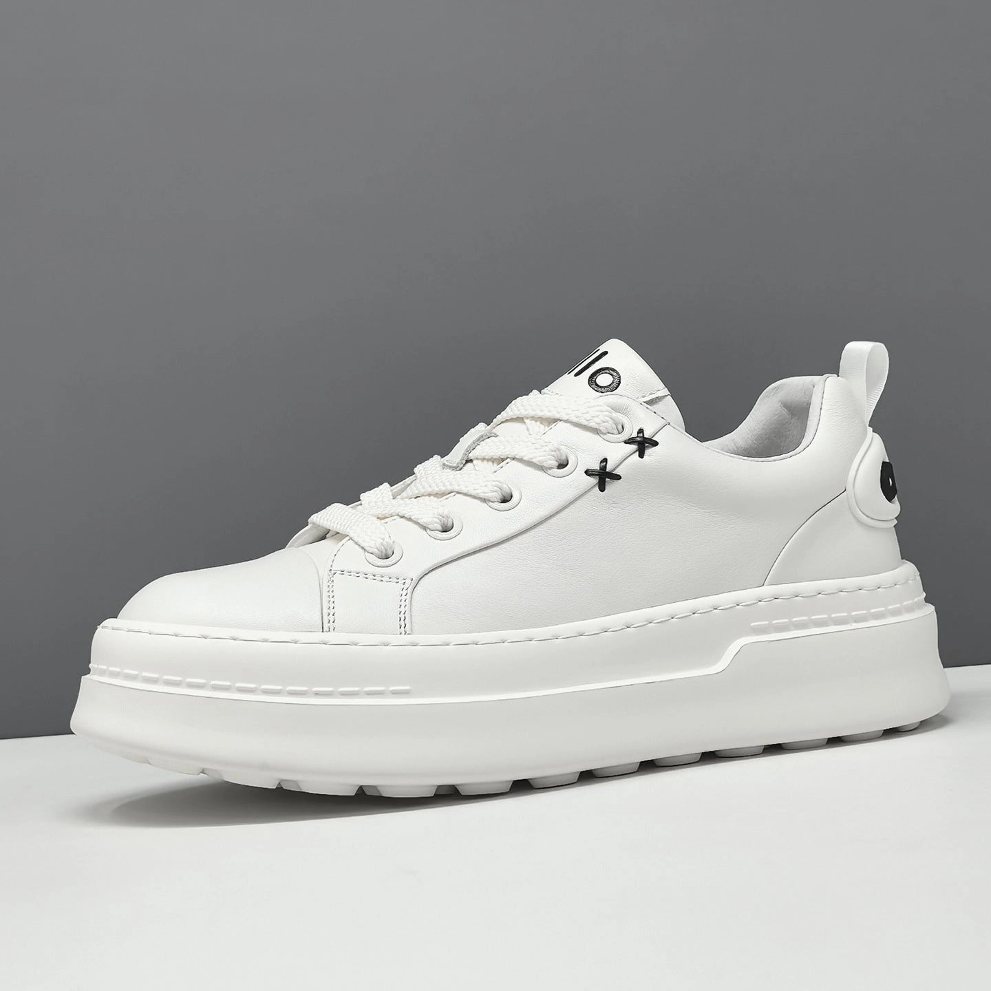 Men's Stylish Plain Leather Thick Sold Casual Sneakers Rick And Morty Basketball Shoes