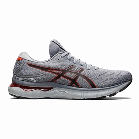 Men's Asics Gel-Nimbus 24, Sheet Rock/Cherry Tomato, 9.5 2E Wide Asics Running Shoes Warranty