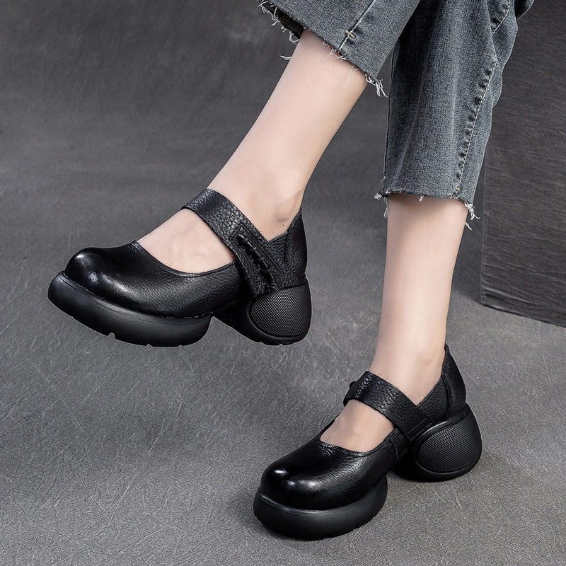Women Retro Leather Chunky Platform Casual Shoes Top Rated Casual Shoes
