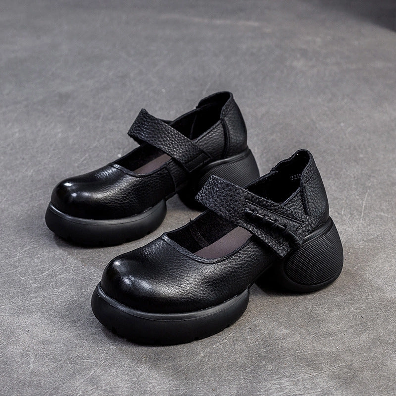 Women Retro Leather Chunky Platform Casual Shoes Best Casual Shoes For Plantar Fasciitis