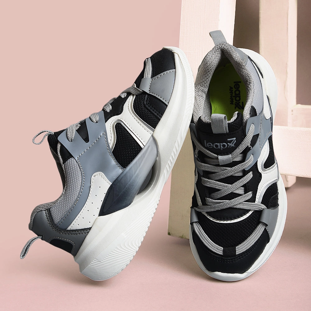 Coast Running Shoes Leap7x Light Grey Sports Lacing Running Shoes For Kids GAMEON-2EL By Liberty