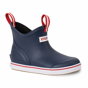 XTRATUF Little   Big Kids Ankle Deck Boots- Navy Red Wings Boots