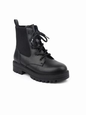 Heel Ankle Boots Kids Girl's Plain Ankle Boots,Black