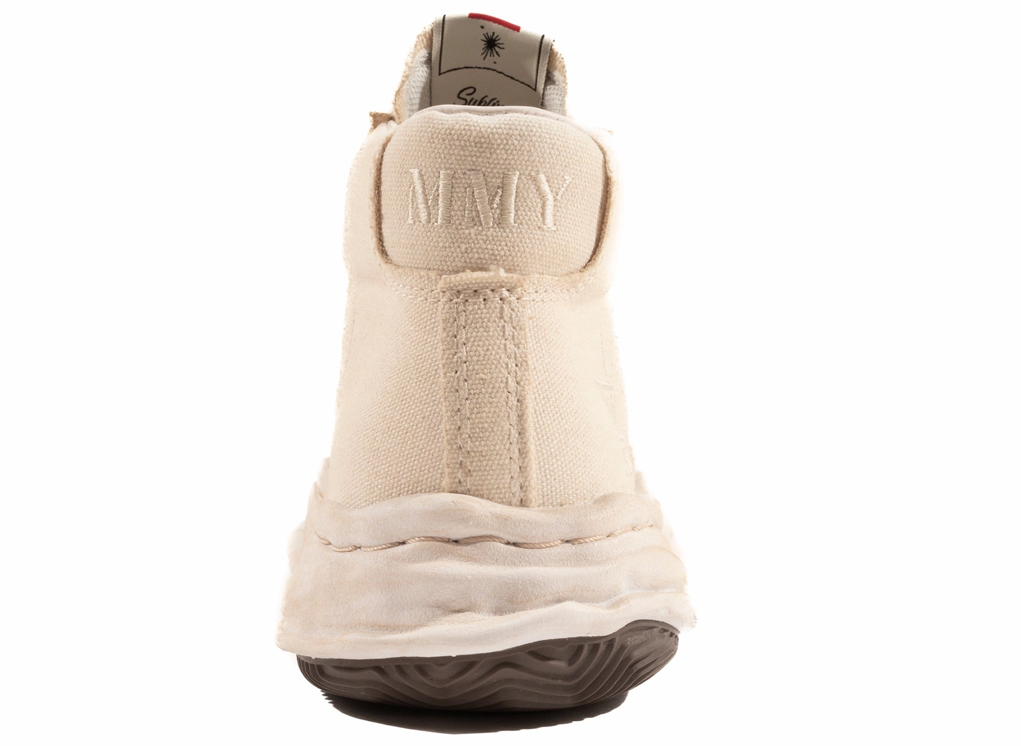 Maison Mihara Yasuhiro Canvas Blakey High-Top Sneaker in White Knee High Platform Heeled Boots