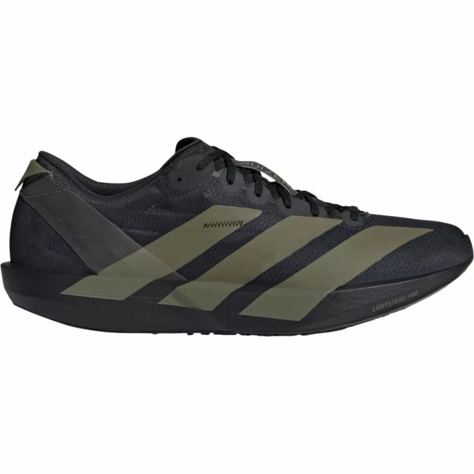 Men's Adizero Adios 9 Running Shoes Core Black / Focus Olive / Charcoal Adidas Mule Shoes