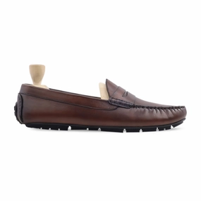 Tuscan - Men's Dark Brown Calf Leather Driver Shoe Shoes To Wear With Casual Dress