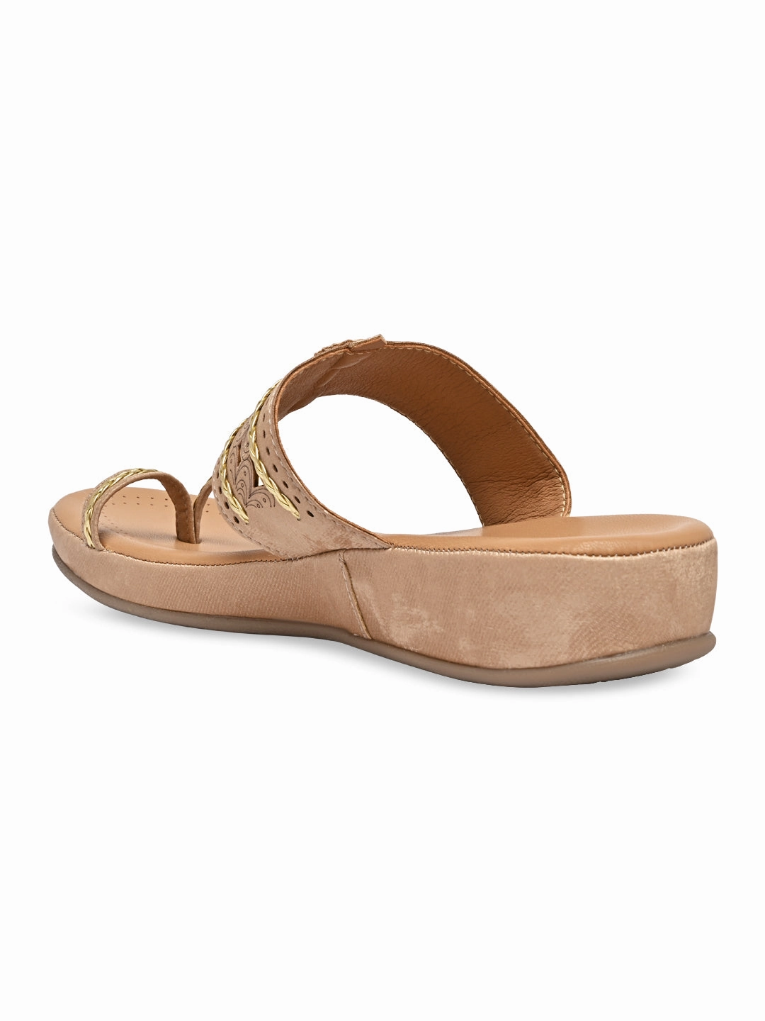 Rockstud Flat Shoes Rocia By Regal Beige Women Kolhapuri Flat Comfort Sandals