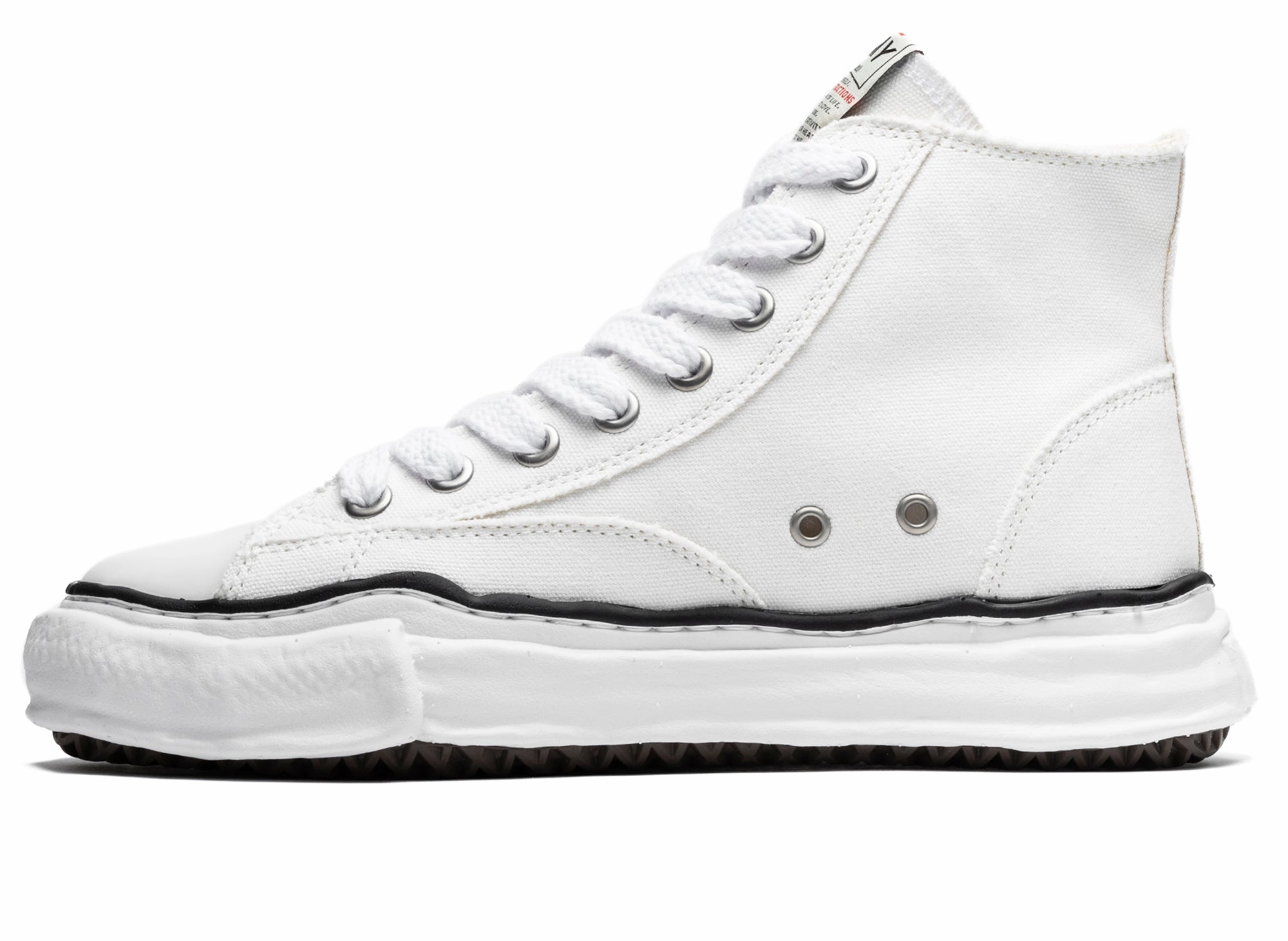 Maison Mihara Yasuhiro High Top Lace Up Sneaker in White High Heel Ankle Strap