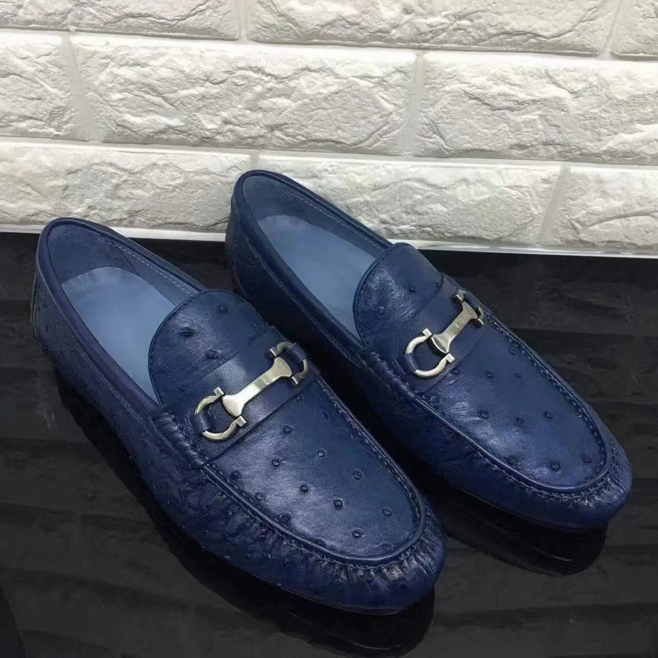 Crocodile Shoes Exotic Ostrich Skin Leather Slip-On~ Loafer Shoes for Men Best High Heel Inserts