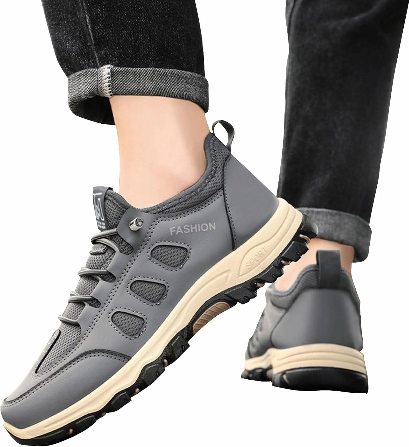 IWIHMIV Mens Athletic Shoes Hiking Sneakers for Men Slip on Walking Shoes Non Slip Breathable Lightweight Tennis Running Shoes Running Shoes For Supination