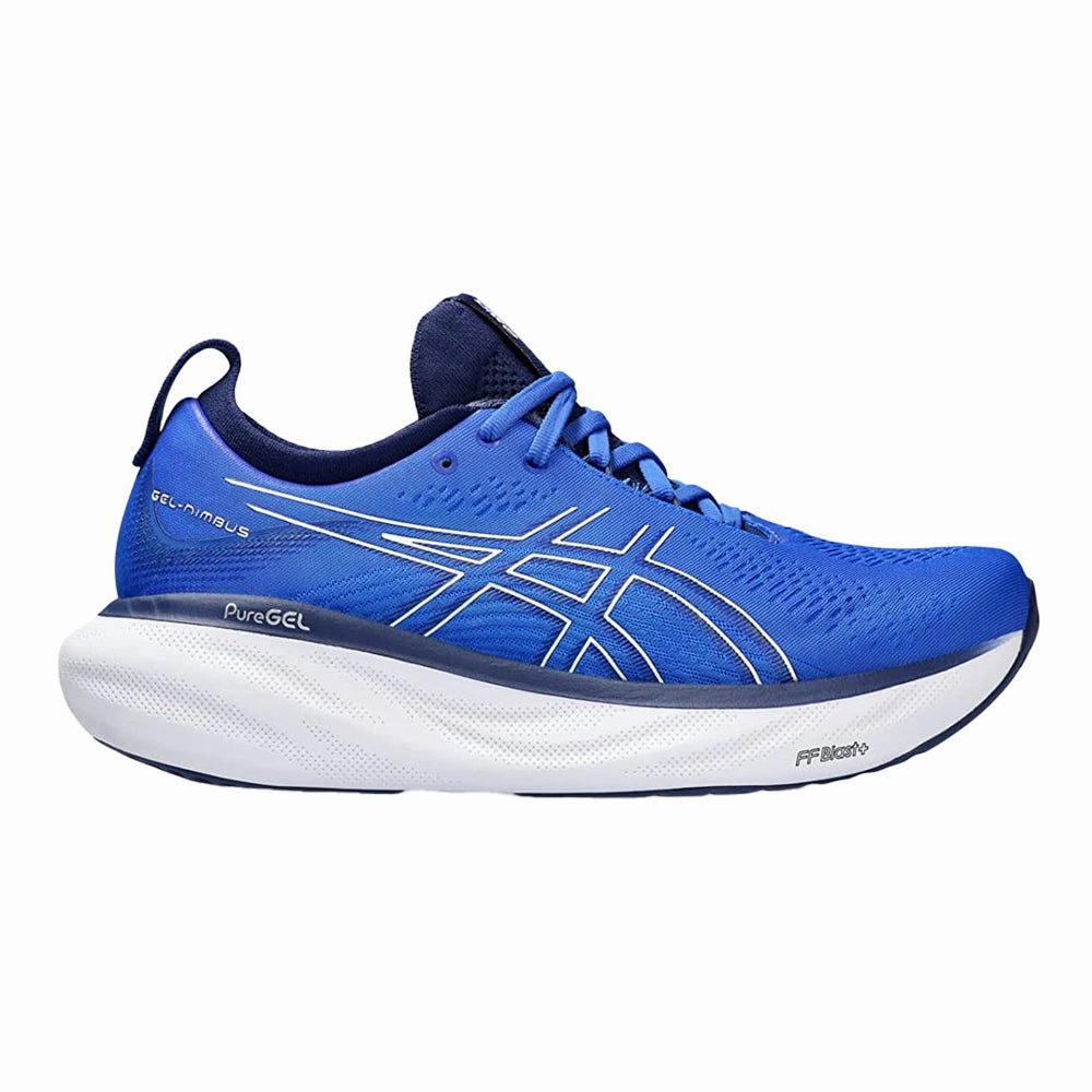 Men's Asics Gel-Nimbus 25, Illusion Blue/Pure Silver, 13.5 2E Wide Best Asics Neutral Shoes