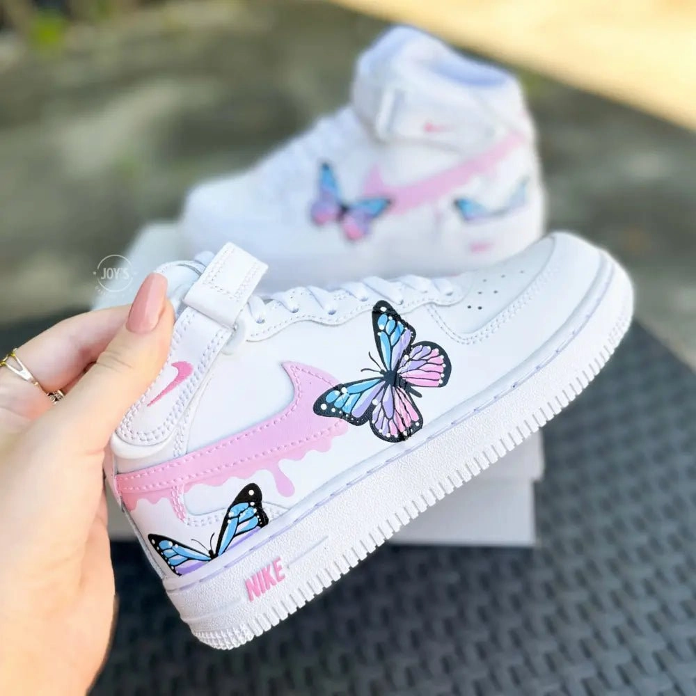 Blue & Pink Drip Butterfy Custom AF1