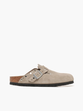 Boston Rivet Taupe Suede Mens Slip On Sneakers