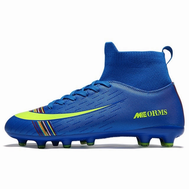 Men Football Boots Soccer Cleats Boots Long Spikes TF Spikes Ankle High