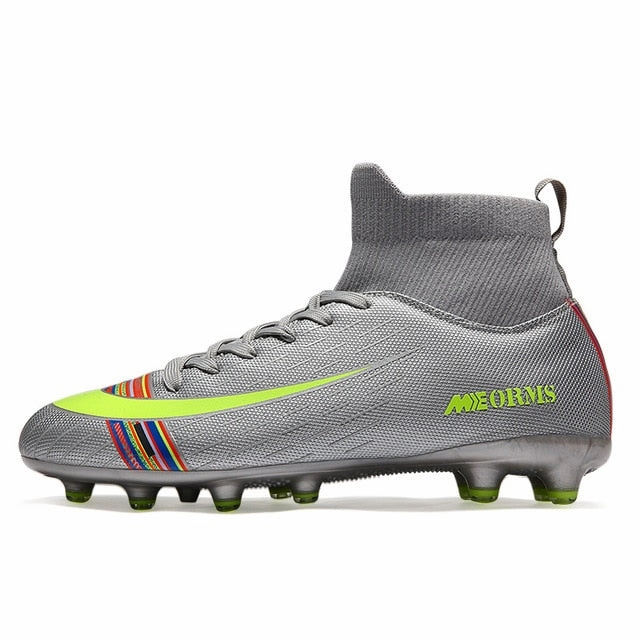 Men Football Boots Soccer Cleats Boots Long Spikes TF Spikes Ankle High