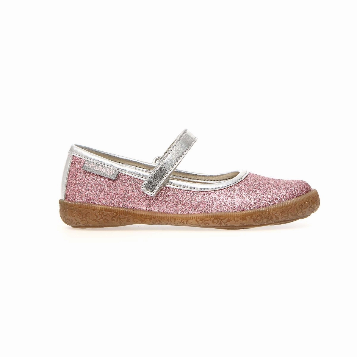 Naturino Girl's Pavia Pink Glitter Mary Jane (Sizes 30-32) White Shoes Flats