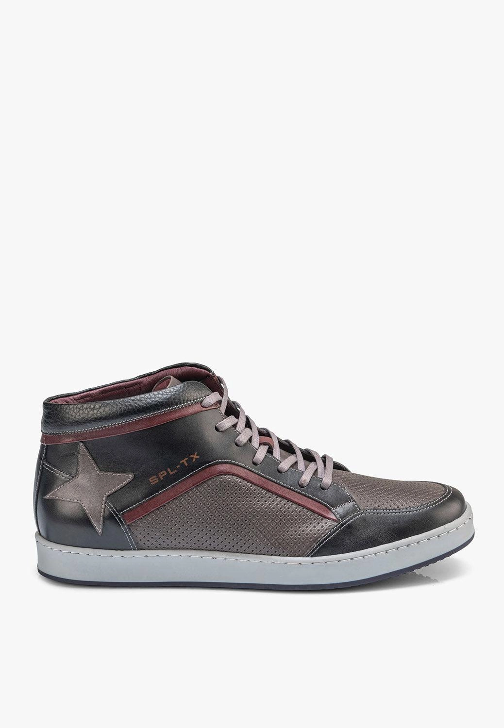 Urban High Top Mens Black Grey Leather Handcrafted Sneaker High Quality Heels
