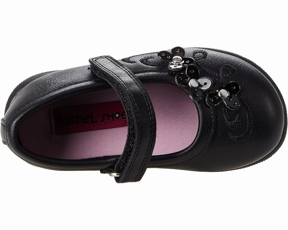 Valencia Imports (Rachel Shoes) Toddler Girls Honesty Mary Jane w/ Velcro Strap Black Workout Shoes For Flat Feet