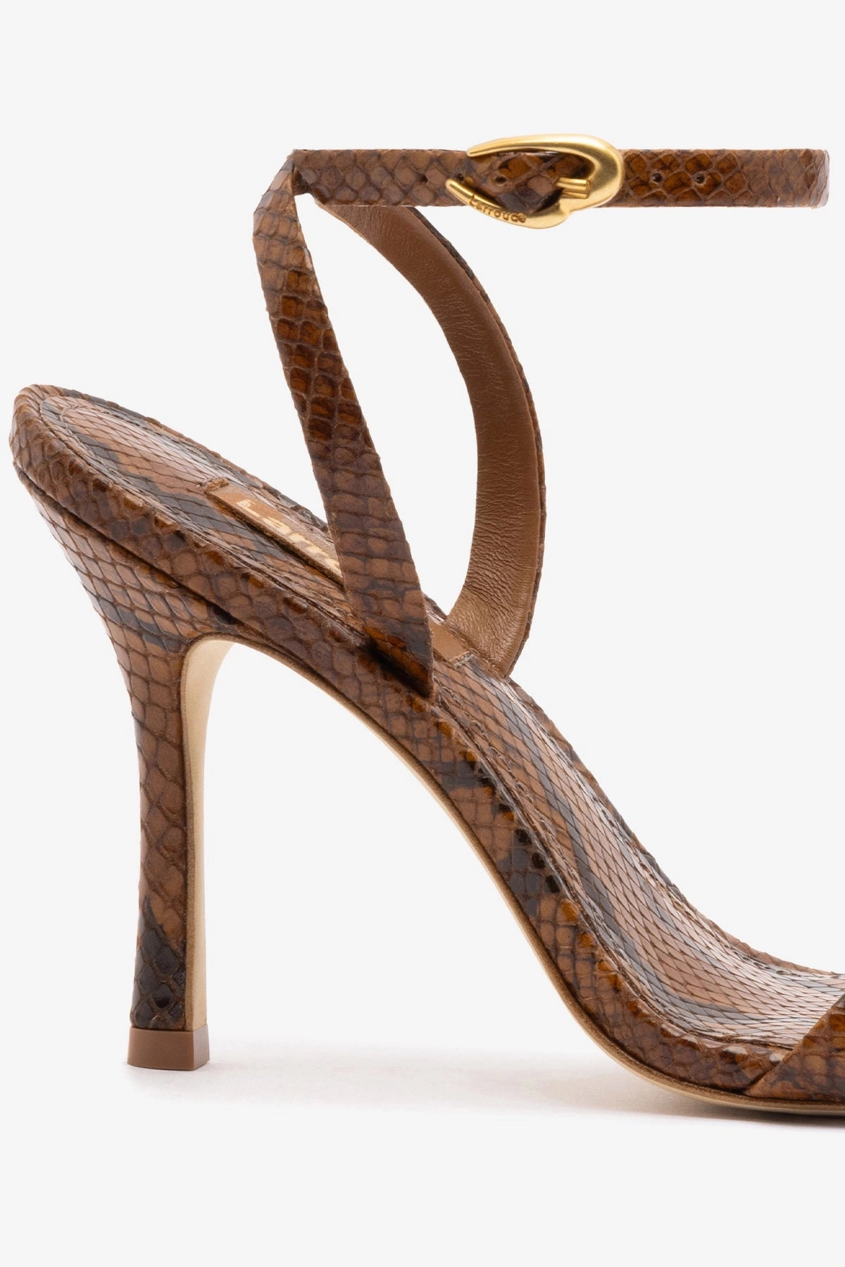 Knee High Block Heel Boot Veronina Sandal In Oud Python Embossed Leather