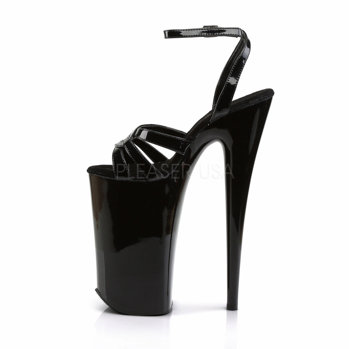 Pleaser BEYOND-012 Black 10 Inch Heel Ankle Strap Sandals Best Shoe Inserts For Walking