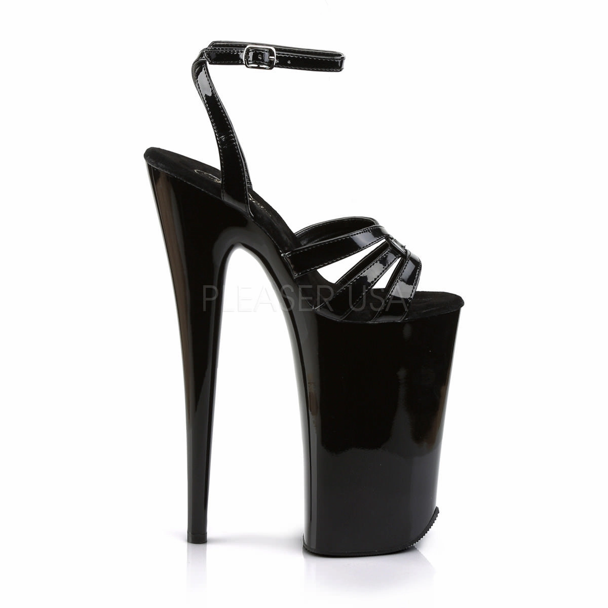 Pleaser BEYOND-012 Black 10 Inch Heel Ankle Strap Sandals Best Walking/jogging