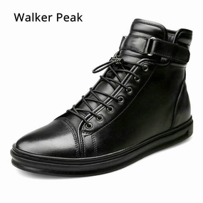 Shoe Covers Waterproof New Mens Casual shoes Genuine Leather High top Winter Shoes Lace up Ankle Boots Winter Shoes for men Warm Footwear Walker Peak
