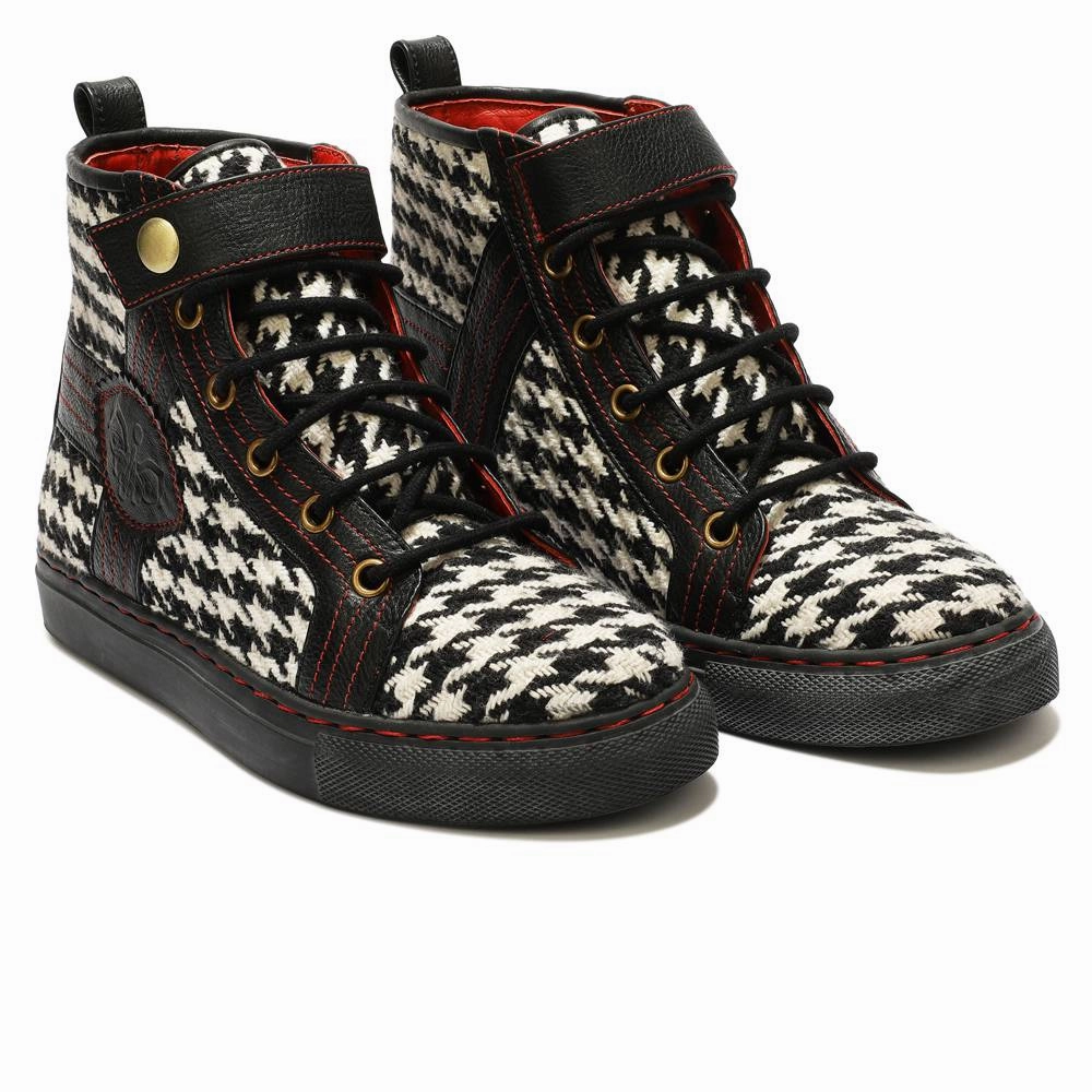 High Heels Hd White Classic Houndstooth High_Tops Men (discontinued)
