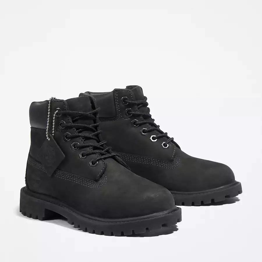 Timberland Kid's Premium 6-Inch Waterproof Boot Shoes - Black Nubuck High Arch Waterproof Shoes