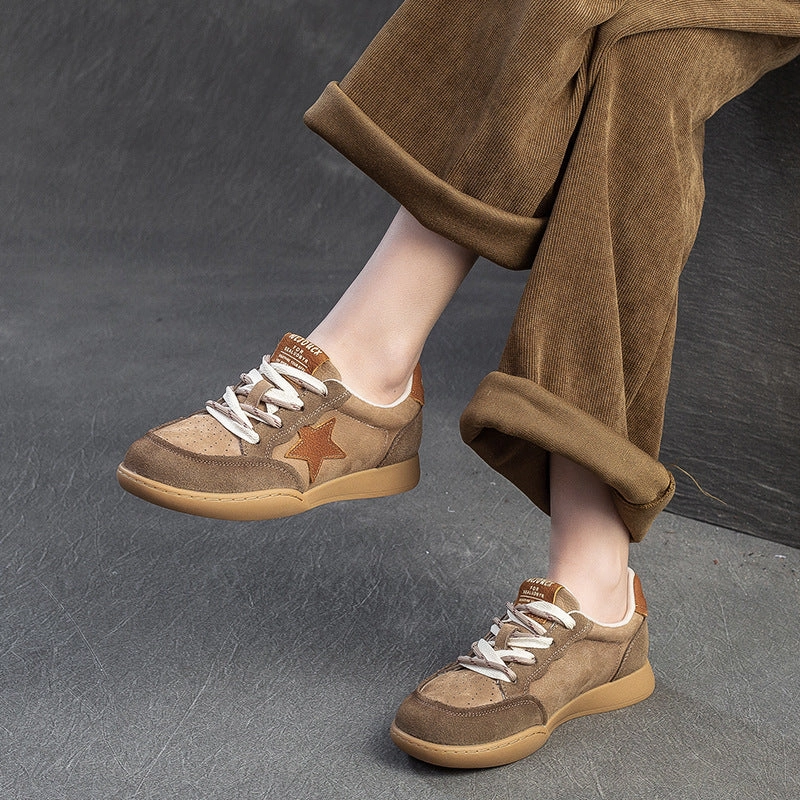 Women Fashion Color Matching Suede Flat Casual Sneakers Flats Shoes Ballet Shoes