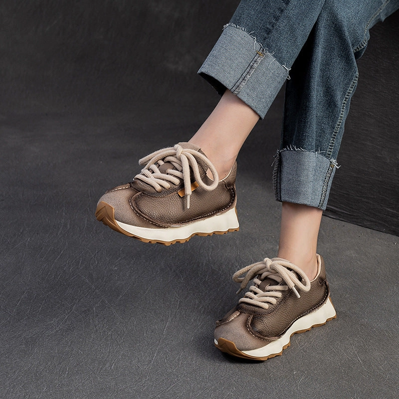 Women Minimalism Fashion Leather Handmade Casual Shoes Casual Work Shoes